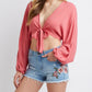 Floral Frayed Hem Denim Shorts